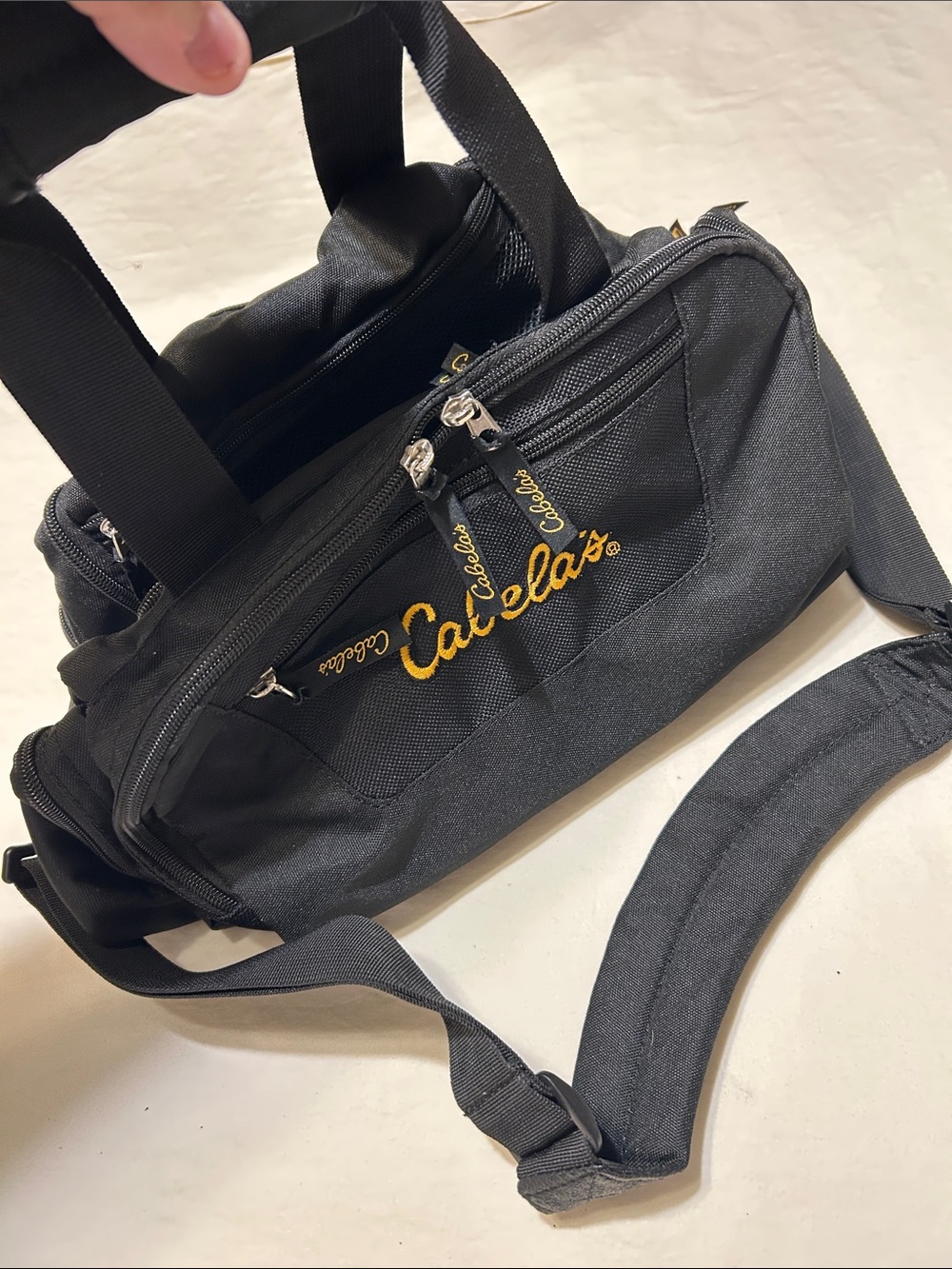 Cabela's Black Messenger Bag with Gold Logo